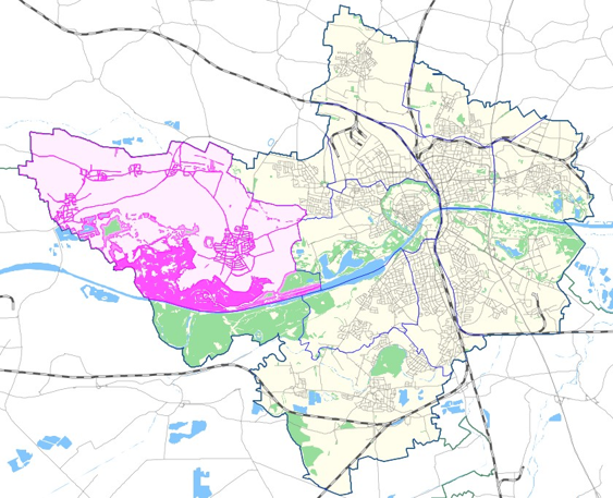 Karte des Stadtbezirks 06 - West der Stadt Ingolstadt